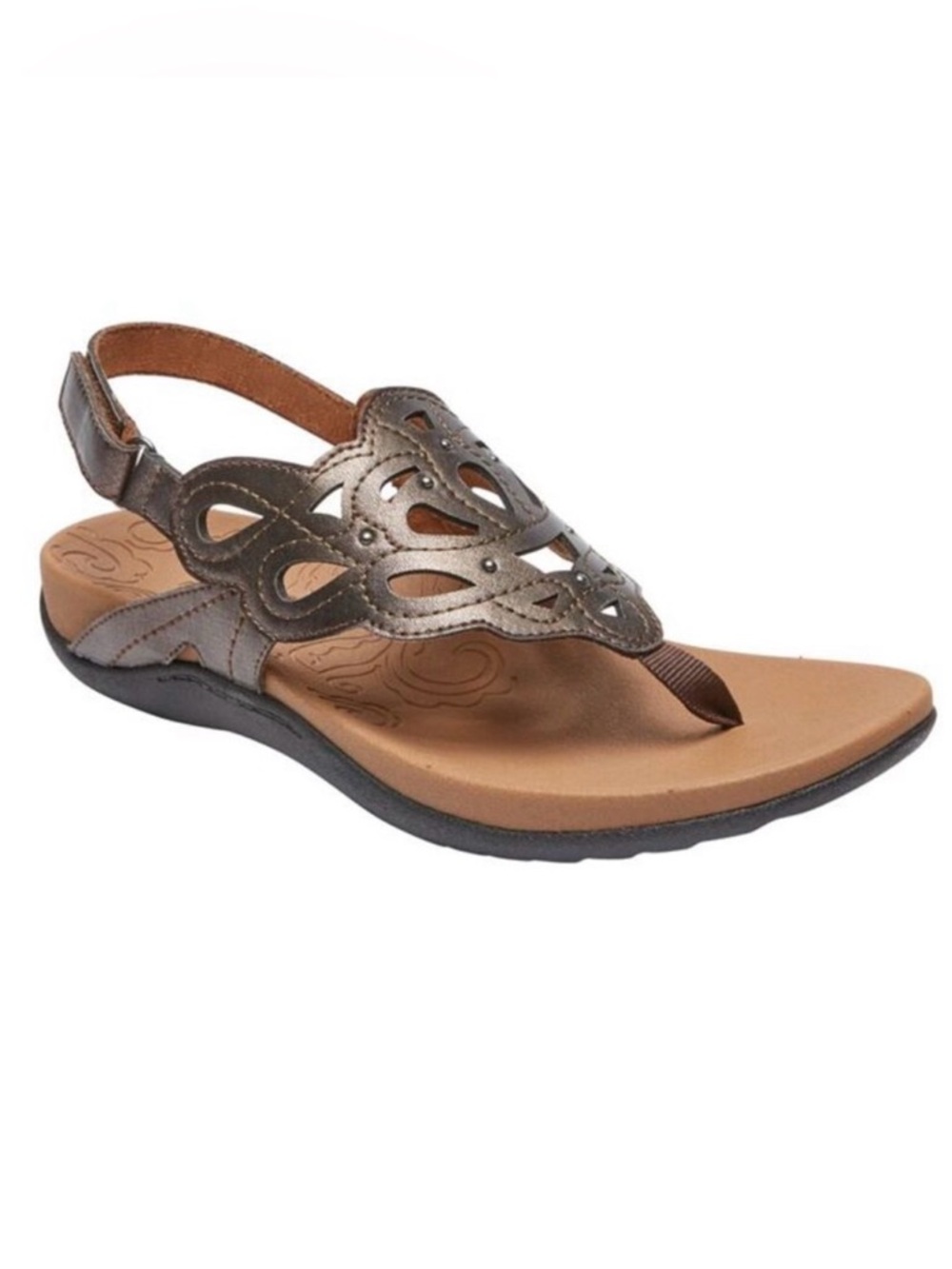 Rockport Ridge Copper Brown Cutout Leather Studs Sling Back Sandals Size 7